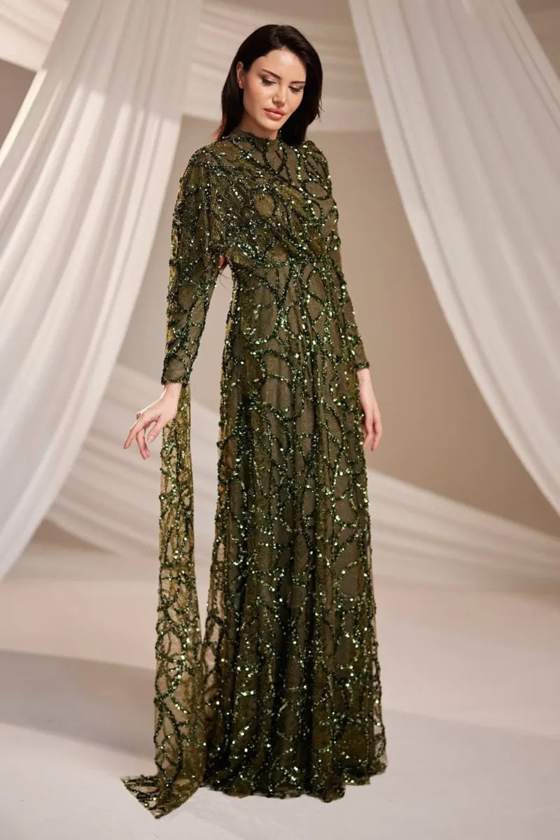 Lirenne Modest Formal Dress - Sequin Lace Drape 2026