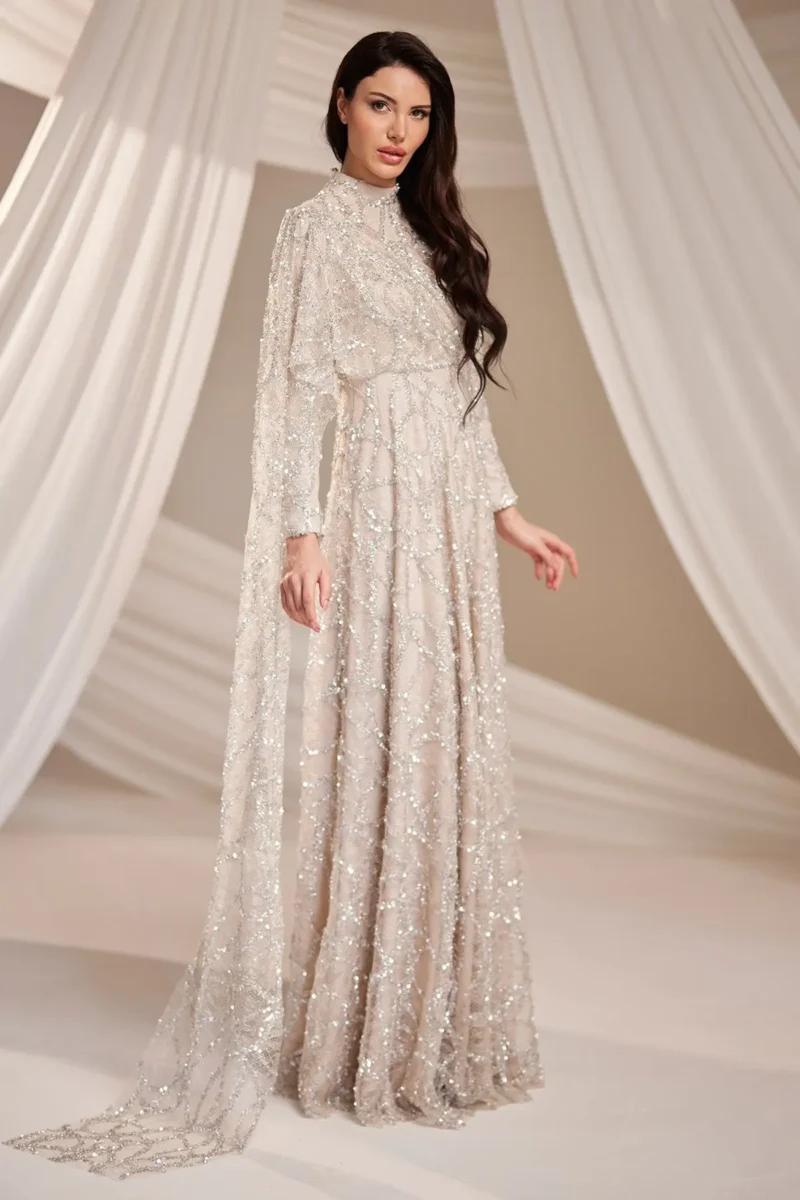 Lirenne Modest Formal Dress - Sequin Lace Drape 2026