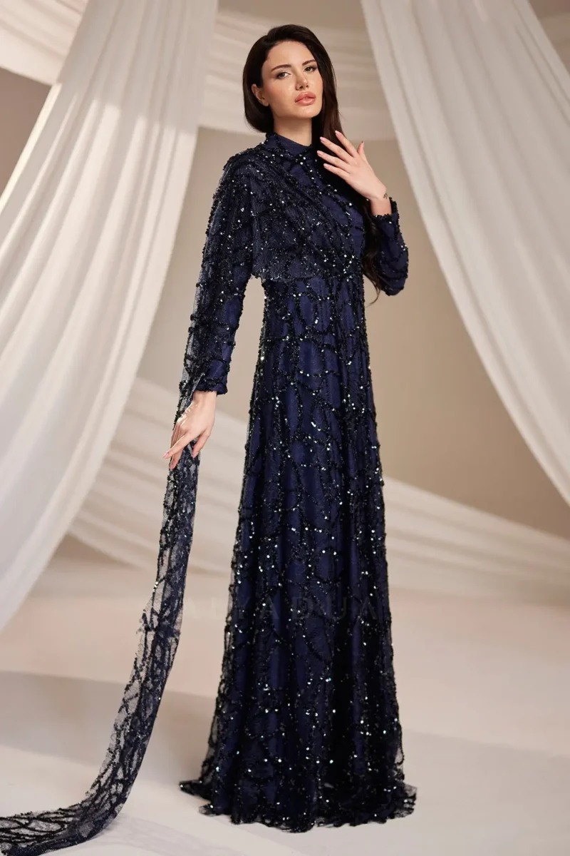 Lirenne Modest Formal Dress - Sequin Lace Drape 2026