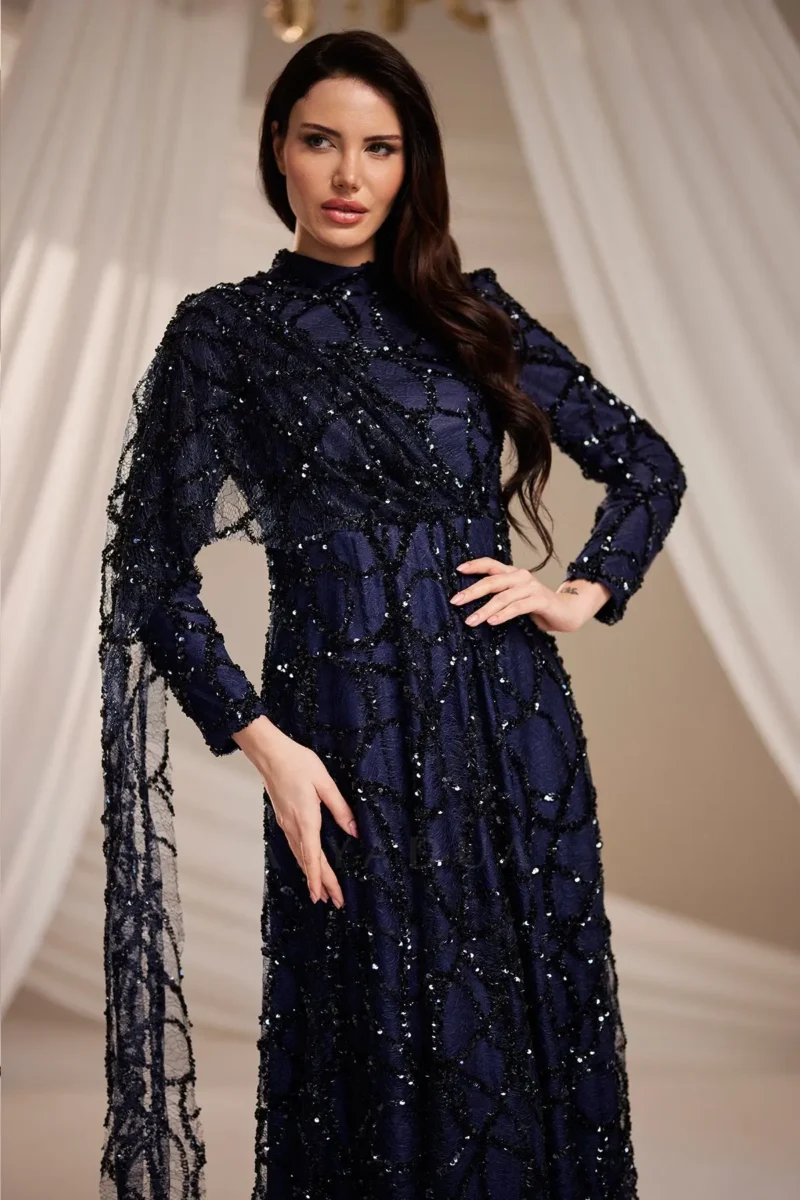 Lirenne Modest Formal Dress - Sequin Lace Drape 2026