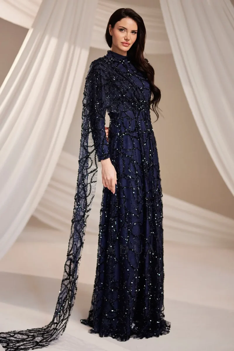 Lirenne Modest Formal Dress - Sequin Lace Drape 2026