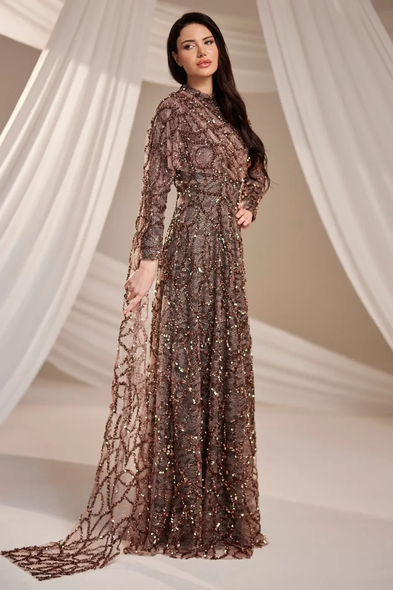Lirenne Modest Formal Dress - Sequin Lace Drape 2026