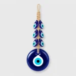 Turkish evil eye wall hanging large blue nazar with macrame cord