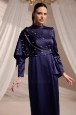 Mirelle Modest Formal Dress - Stone-embellished Draped 2026