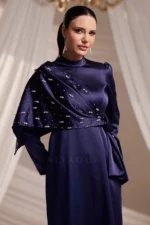 Mirelle Modest Formal Dress - Stone-embellished Draped 2026