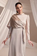 Mirelle Modest Formal Dress - Stone-embellished Draped 2026