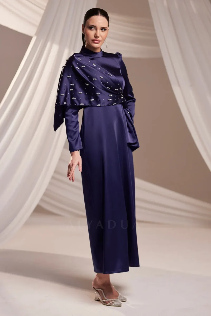 Mirelle Modest Formal Dress - Stone-embellished Draped 2026