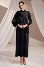 Mirelle Modest Formal Dress - Stone-embellished Draped 2026