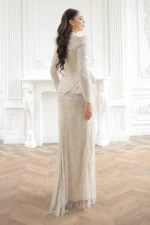 Pelvaine Modest Evening Gown - Lace Peplum Mermaid 2026