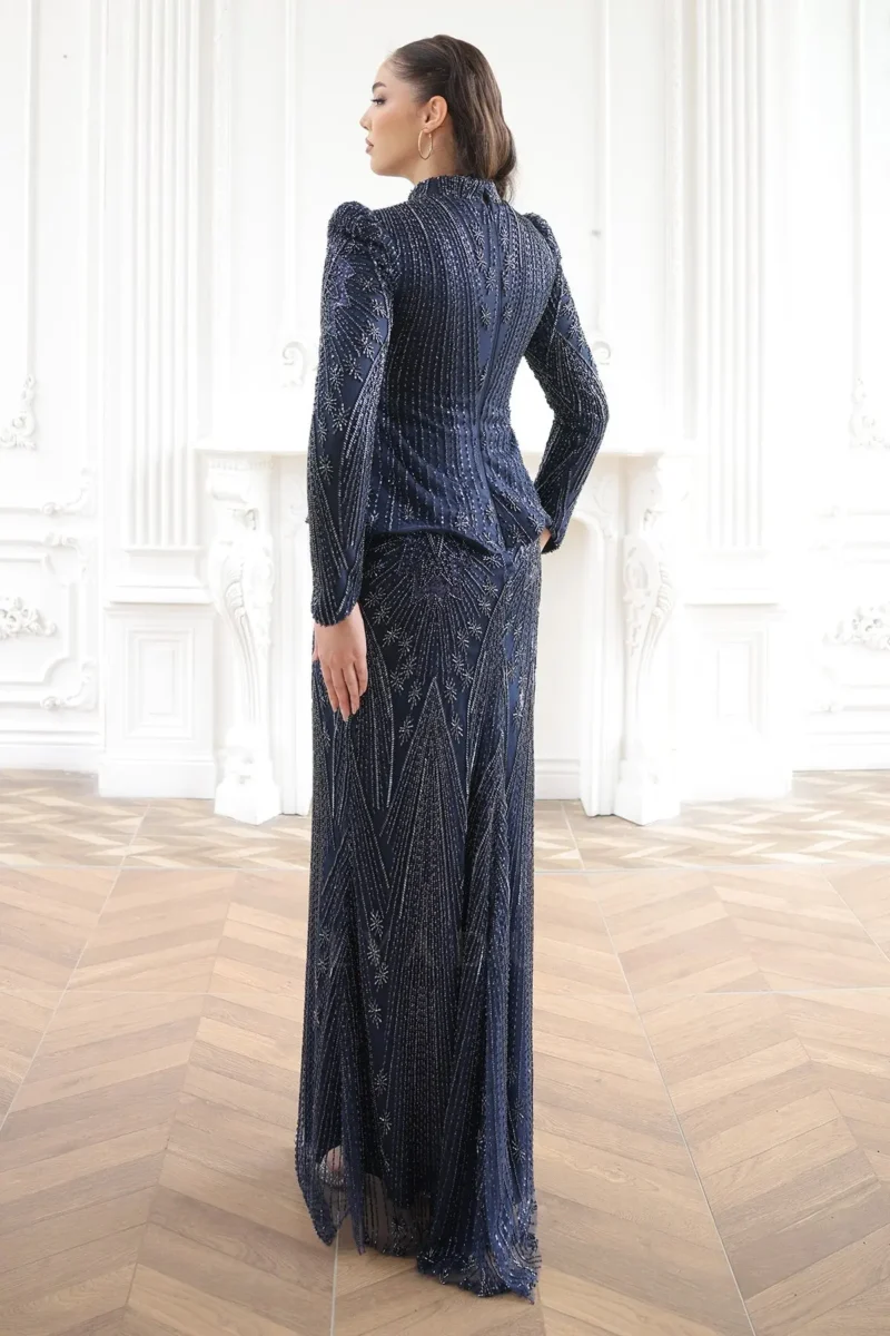 Pelvaine Modest Evening Gown - Lace Peplum Mermaid 2026