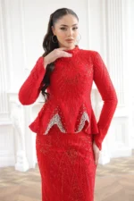 Pelvaine Modest Evening Gown - Lace Peplum Mermaid 2026