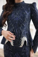 Pelvaine Modest Evening Gown - Lace Peplum Mermaid 2026