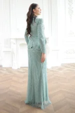 Pelvaine Modest Evening Gown - Lace Peplum Mermaid 2026