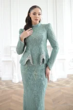 Pelvaine Modest Evening Gown - Lace Peplum Mermaid 2026