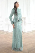 Pelvaine Modest Evening Gown - Lace Peplum Mermaid 2026