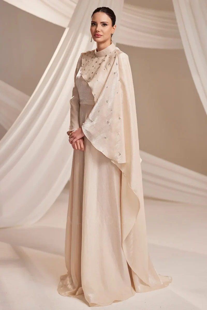 Quelvine Islamic Evening Gown - Asymmetric Layered Bodice 2026