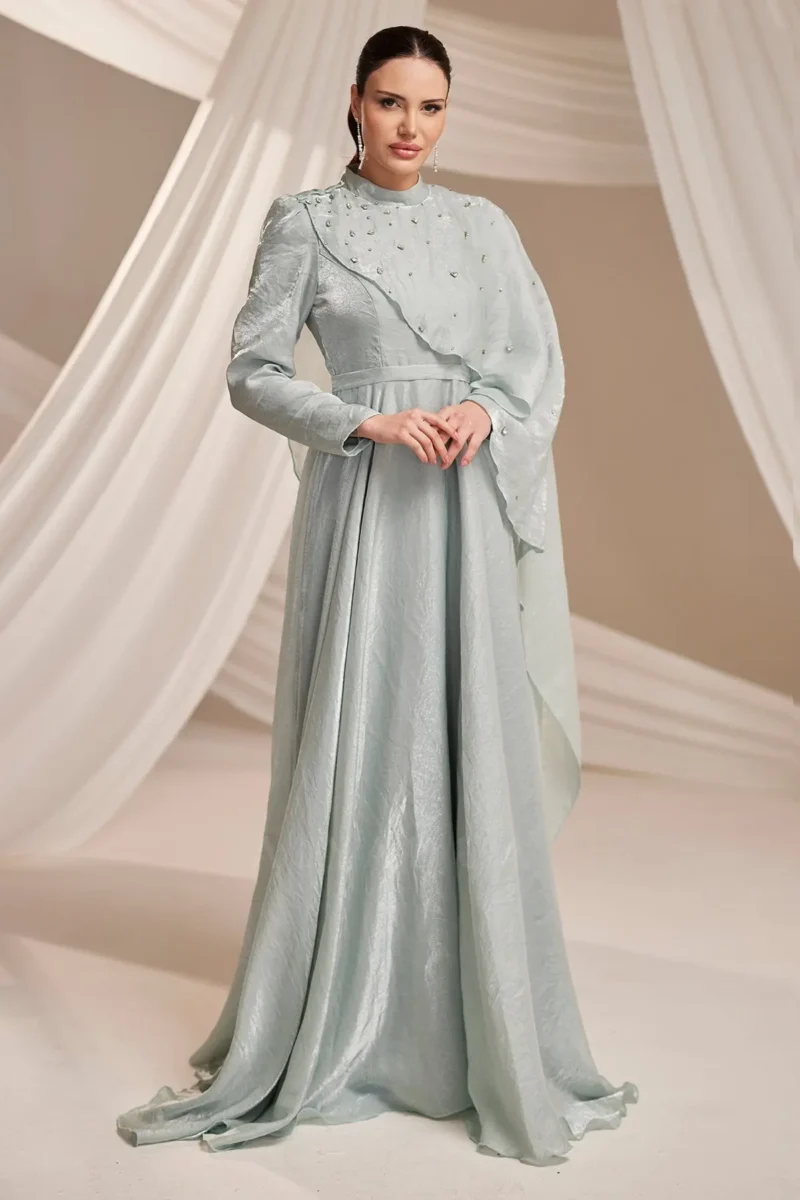 Quelvine Islamic Evening Gown - Asymmetric Layered Bodice 2026