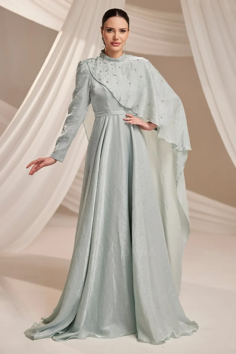 Quelvine Islamic Evening Gown - Asymmetric Layered Bodice 2026