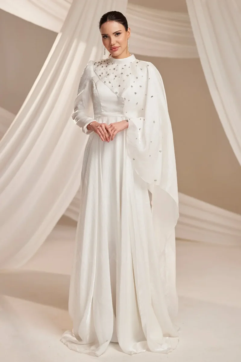 Quelvine Islamic Evening Gown - Asymmetric Layered Bodice 2026