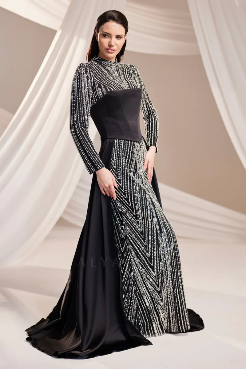 Rosselle Hijab Evening Dress - Beaded Corset Detail 2026