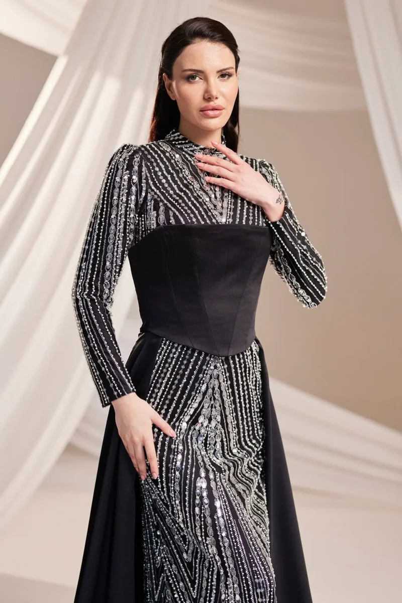 Rosselle Hijab Evening Dress - Beaded Corset Detail 2026