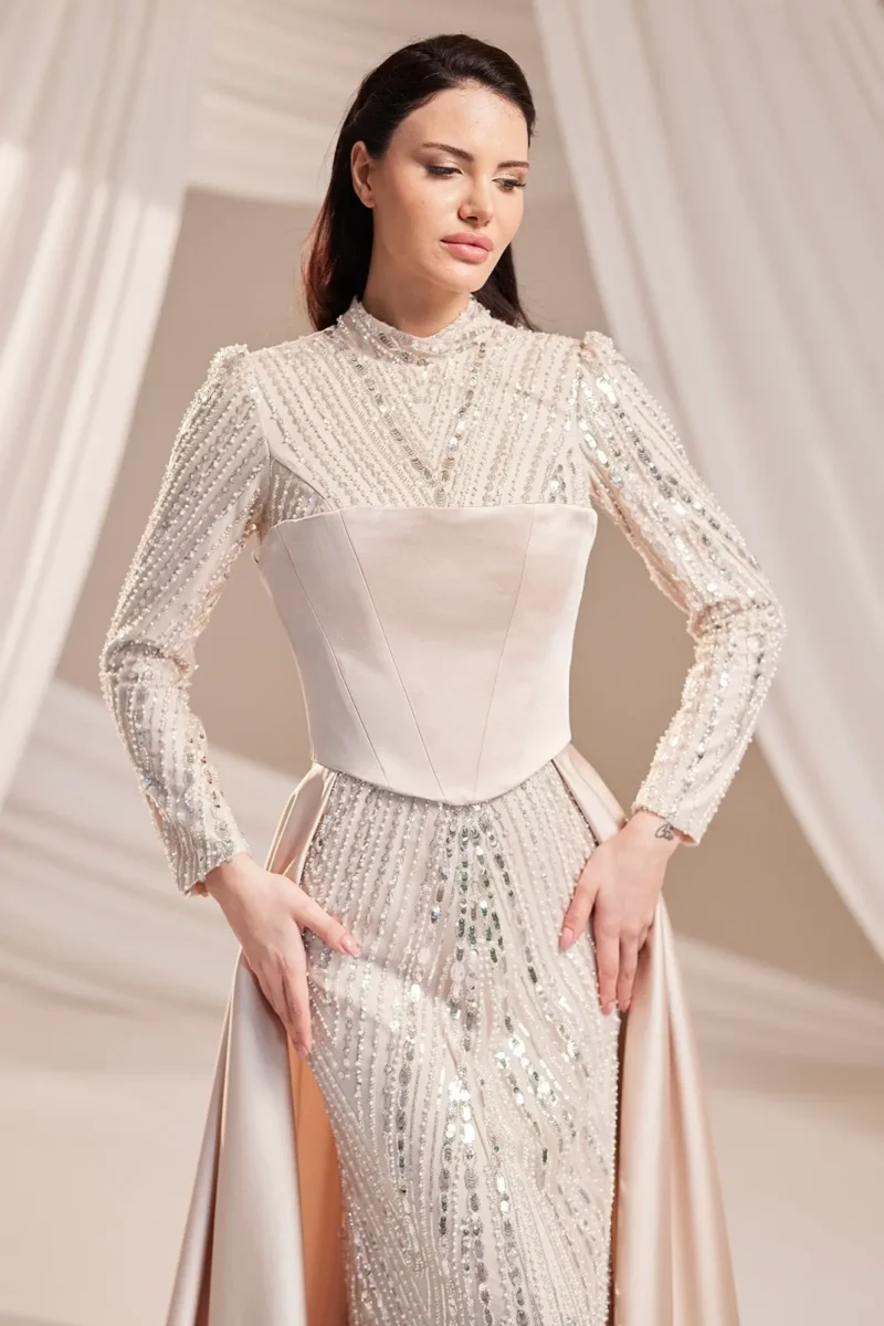 Rosselle Hijab Evening Dress - Beaded Corset Detail 2026