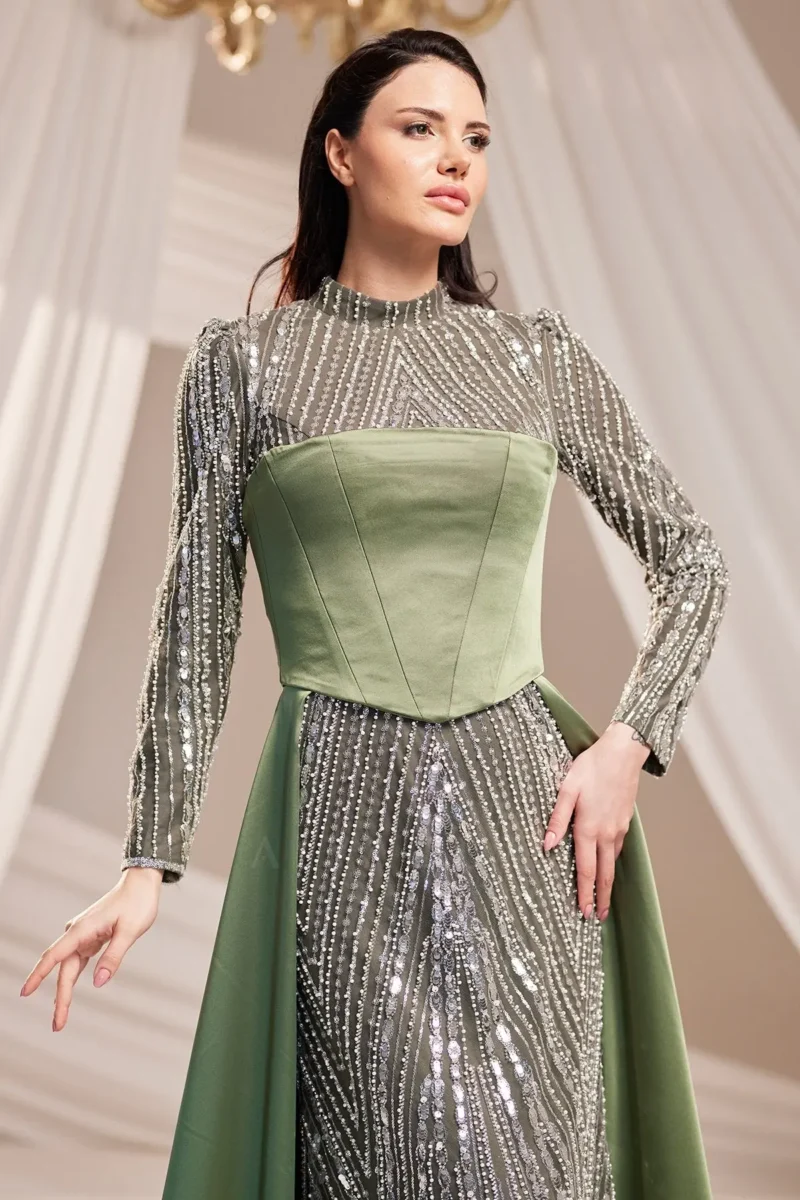 Rosselle Hijab Evening Dress - Beaded Corset Detail 2026