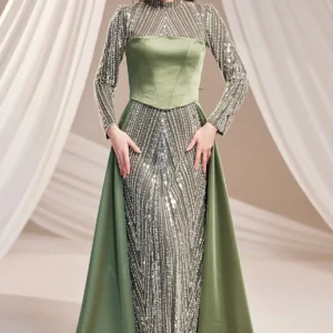 Rosselle Hijab Evening Dress - Beaded Corset Detail 2026