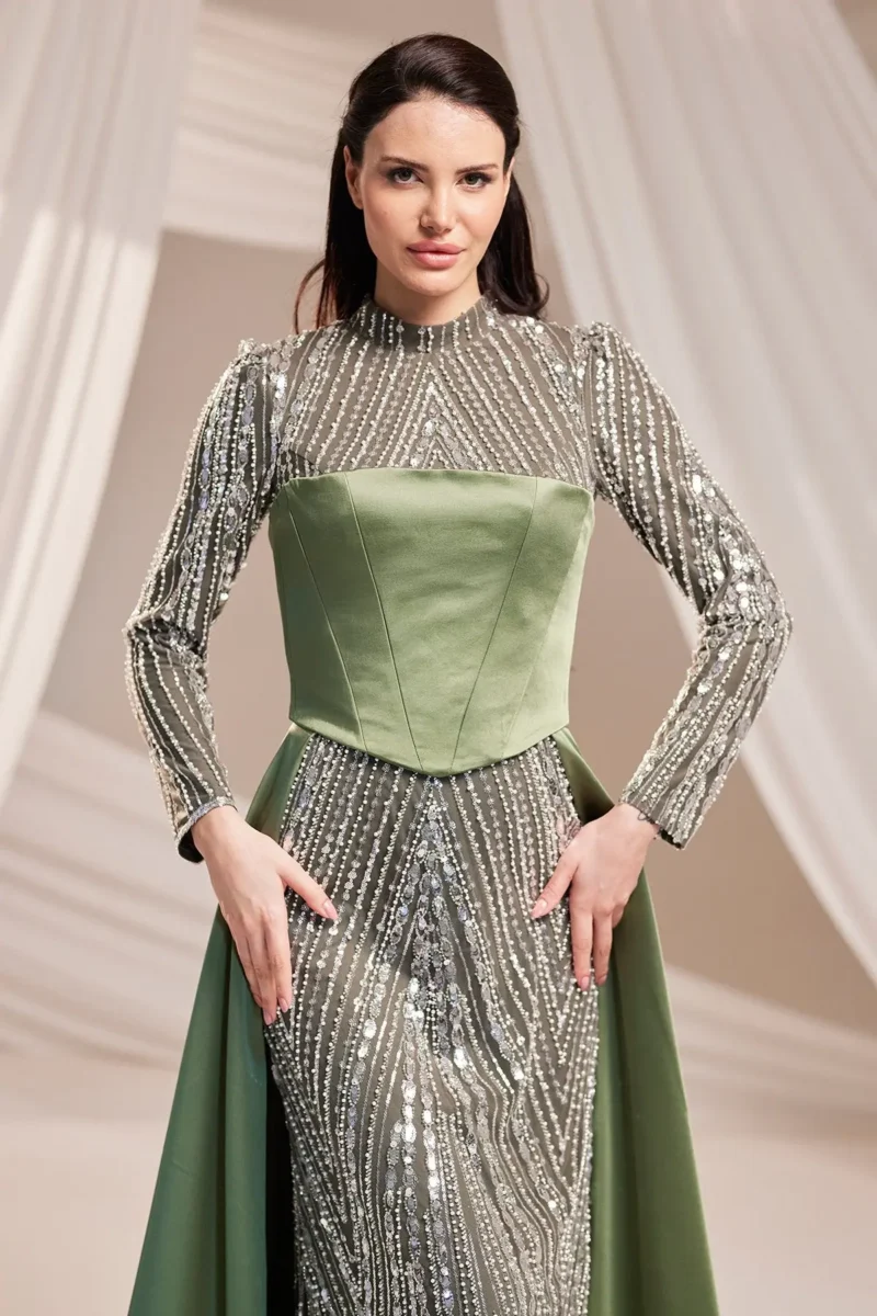 Rosselle Hijab Evening Dress - Beaded Corset Detail 2026