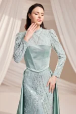 Rosselle Hijab Evening Dress - Beaded Corset Detail 2026