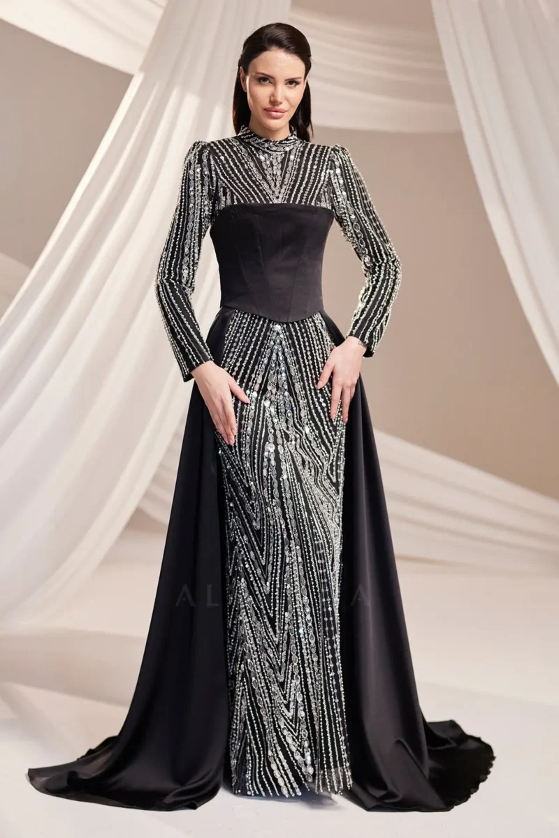 Rosselle Hijab Evening Dress - Beaded Corset Detail 2026