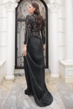 Selina Modest Evening Gown - Stone Embellished Draped 2026