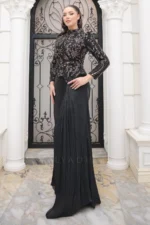 Selina Modest Evening Gown - Stone Embellished Draped 2026