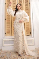 Selvaine Modest Evening Gown - Floral Appliqu Pleated Sleeves 2026