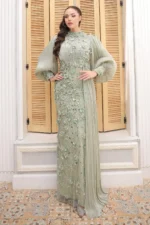Selvaine Modest Evening Gown - Floral Appliqu Pleated Sleeves 2026