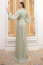 Selvaine Modest Evening Gown - Floral Appliqu Pleated Sleeves 2026