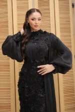 Selvaine Modest Evening Gown - Floral Appliqu Pleated Sleeves 2026