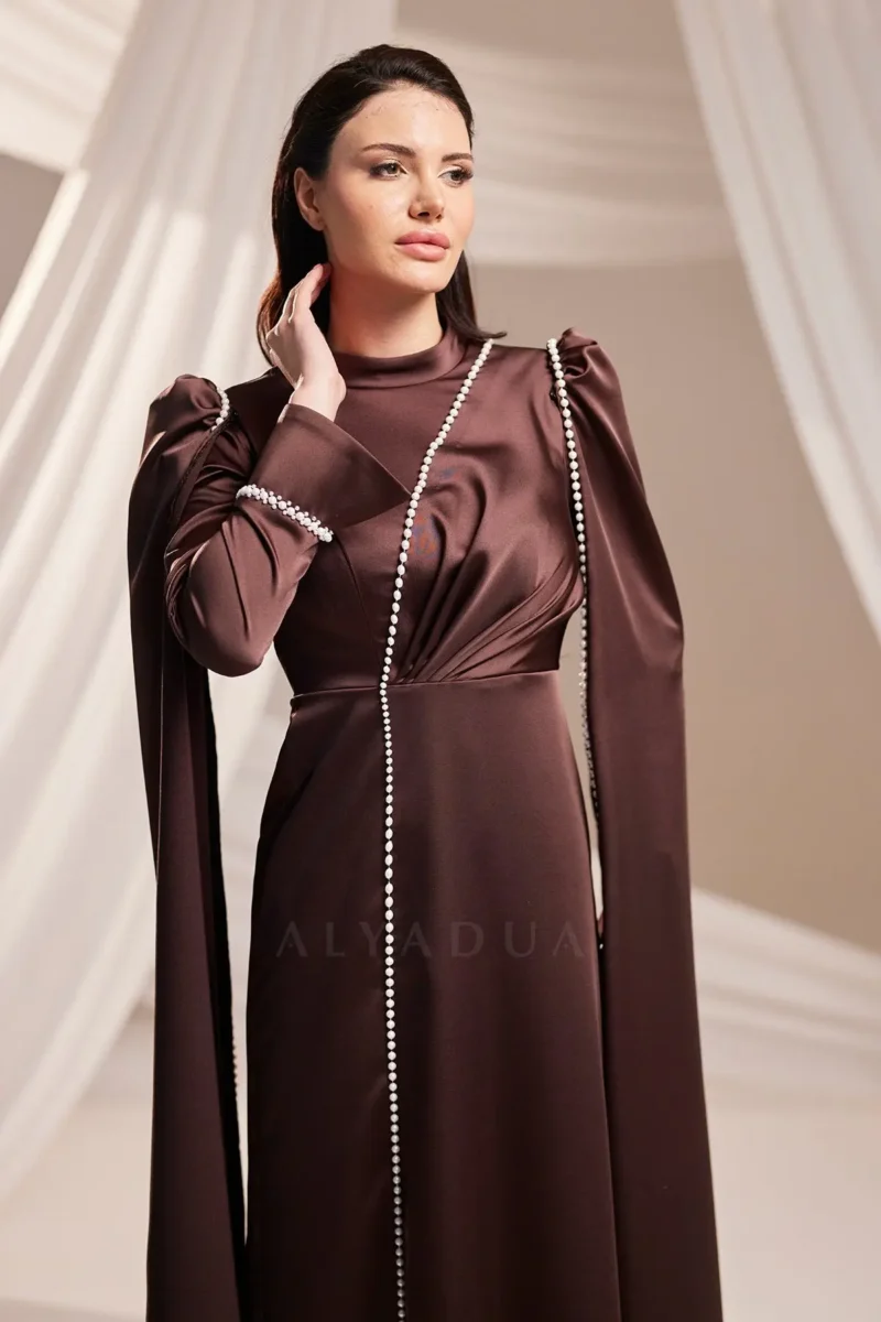 Seraphelle Hijab Evening Dress - Pearl Trim Cape 2026