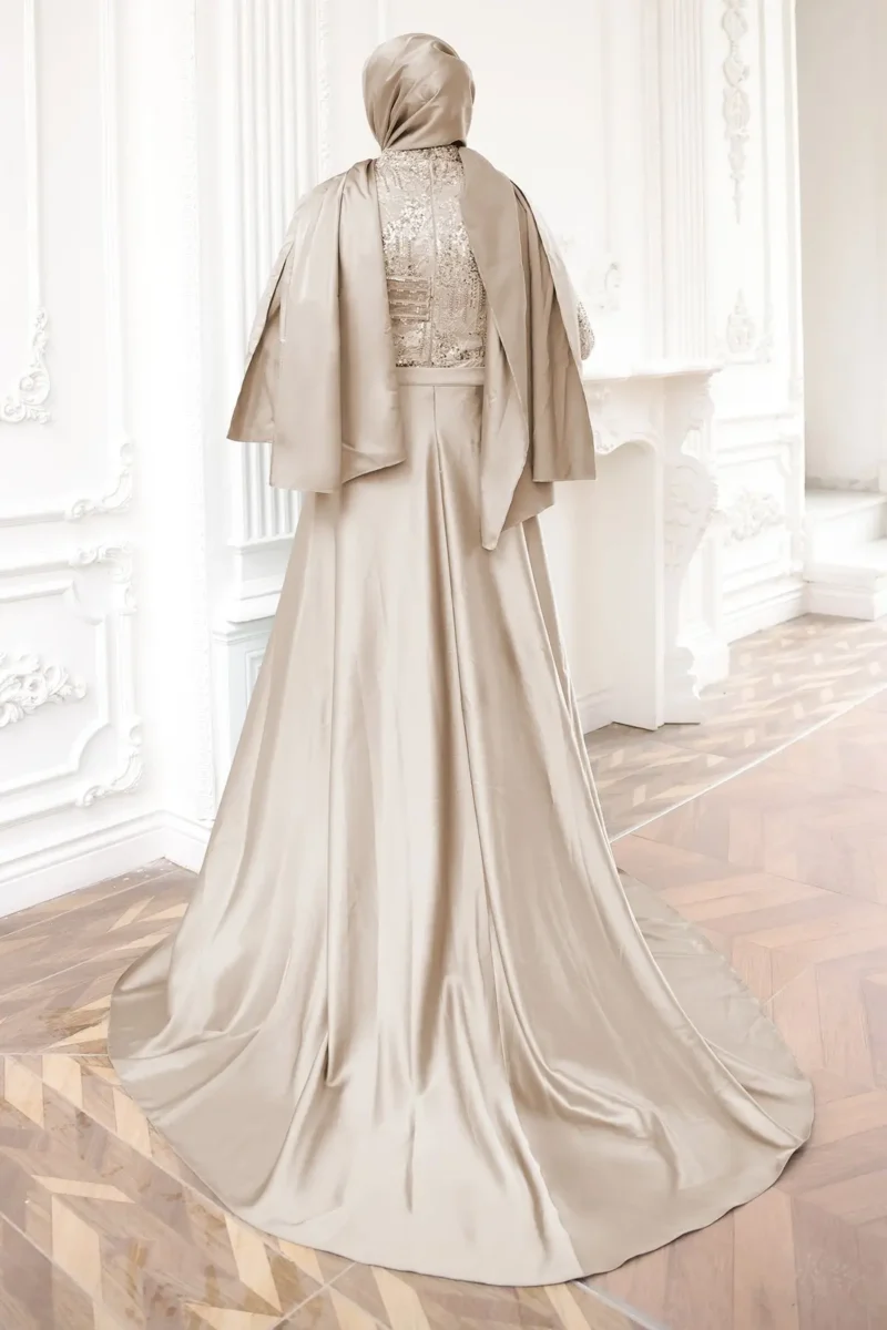 Serenelle Islamic Evening Gown - Beaded Satin Train 2026