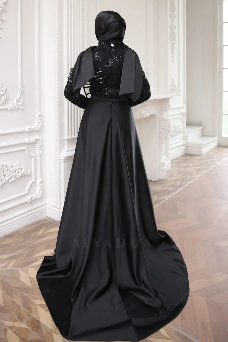 Serenelle Islamic Evening Gown - Beaded Satin Train 2026