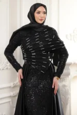 Serenelle Islamic Evening Gown - Beaded Satin Train 2026
