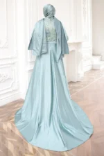 Serenelle Islamic Evening Gown - Beaded Satin Train 2026