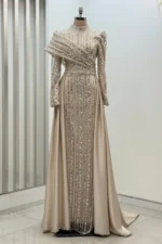 Solvette Hijab Evening Dress - Beaded Shoulder Detail 2026