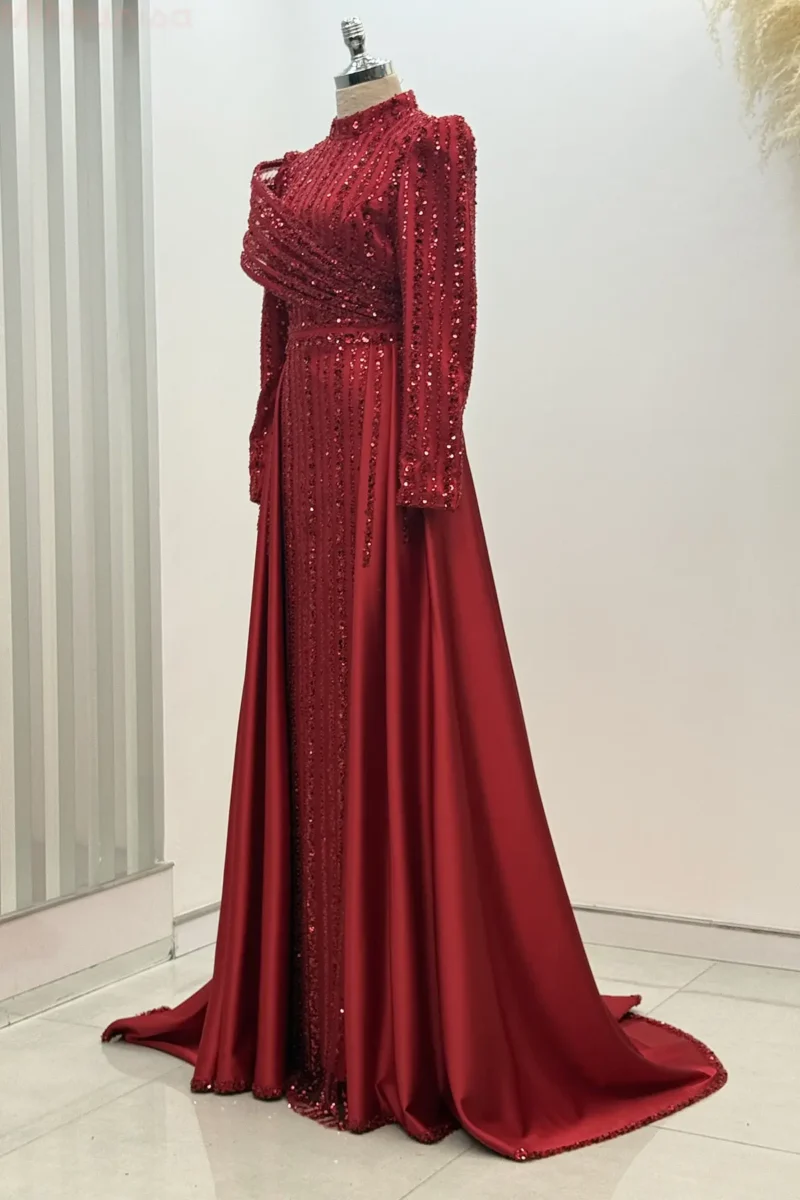 Solvette Hijab Evening Dress - Beaded Shoulder Detail 2026