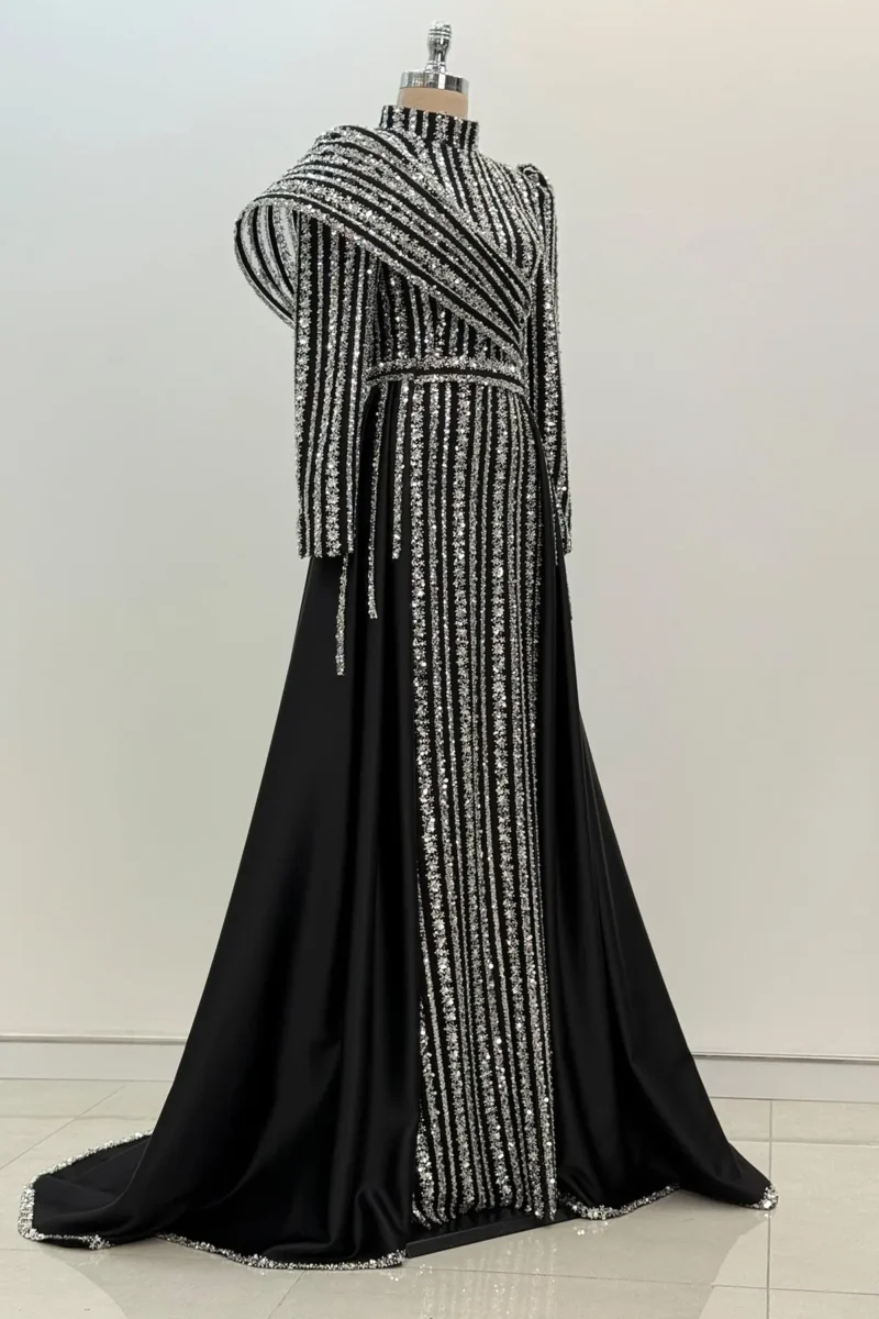 Solvette Hijab Evening Dress - Beaded Shoulder Detail 2026