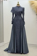 Solvette Hijab Evening Dress - Beaded Shoulder Detail 2026