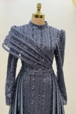 Solvette Hijab Evening Dress - Beaded Shoulder Detail 2026