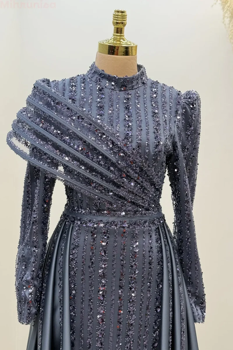 Solvette Hijab Evening Dress - Beaded Shoulder Detail 2026