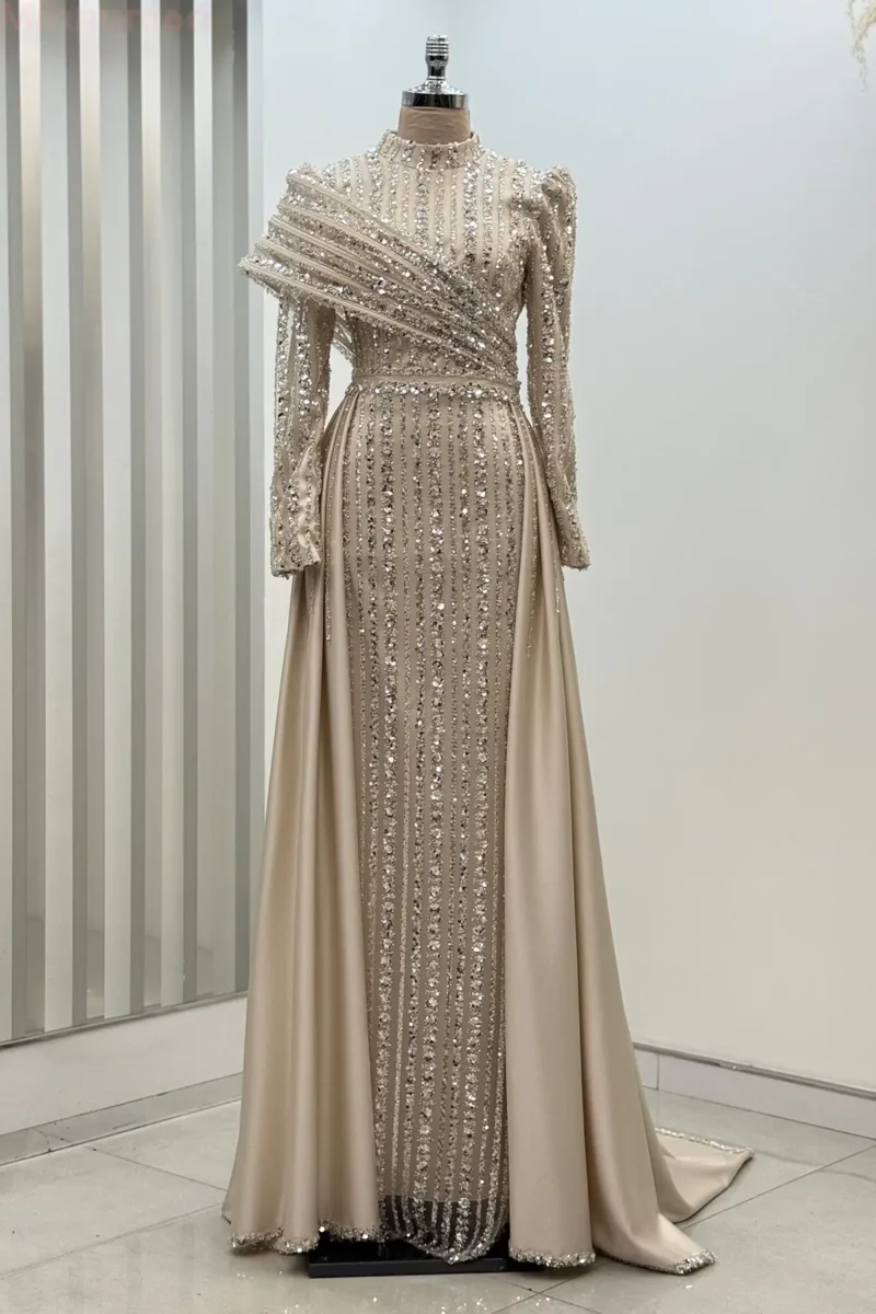 Solvette Hijab Evening Dress - Beaded Shoulder Detail 2026