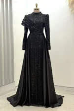 Solvette Hijab Evening Dress - Beaded Shoulder Detail 2026